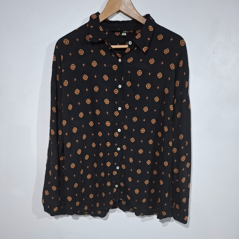 Free People Intimately Button Up Womens shirt Medallion Print Flowy Sz S Petite - Picture 2 of 12